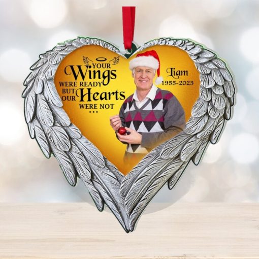 Your Wings Were Ready But Our Hearts Were Not, Custom Photo Memorial Ornament, Christmas Gifts