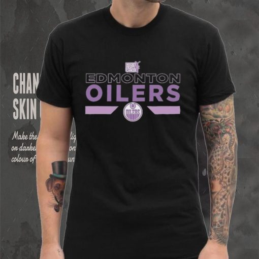 Youth Edmonton Oilers Levelwear Black Hockey Fights Cancer Podium Fleece Shirt