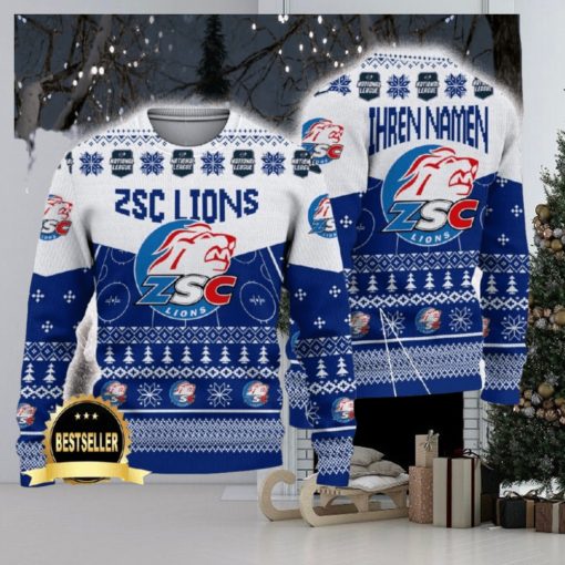 ZSC Lions Ugly Christmas Sweater Logo Custom Name Gift Fans