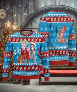 Zero Two x Hiro Anime Ugly Christmas Sweater Custom Darling In The Franxx Xmas Gift