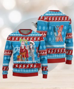 Zero Two x Hiro Anime Ugly Christmas Sweater Custom Darling In The Franxx Xmas Gift