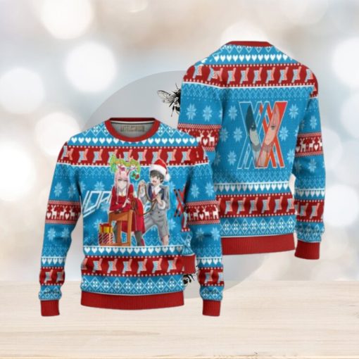 Zero Two x Hiro Anime Ugly Christmas Sweater Custom Darling In The Franxx Xmas Gift