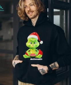 baby Grinch Hug Hat Santa McDonald’s Logo Merry Christmas Shirt