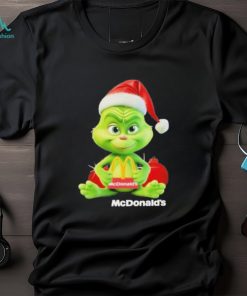 baby Grinch Hug Hat Santa McDonald’s Logo Merry Christmas Shirt