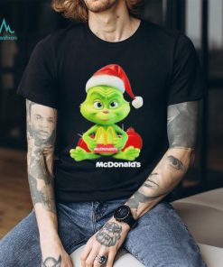 baby Grinch Hug Hat Santa McDonald’s Logo Merry Christmas Shirt