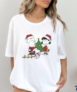 lucy Van Pelt And Woodstock Santa Merry Christmas T shirt