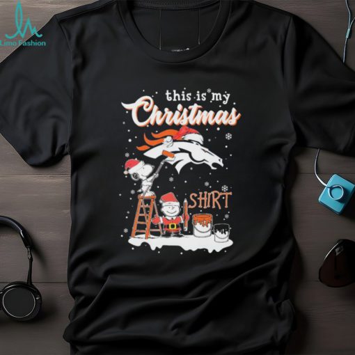 peanuts Snoopy And Charlie Brown Wall Paint Denver Broncos This Is My Christmas Shirt