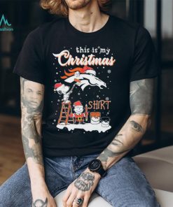 peanuts Snoopy And Charlie Brown Wall Paint Denver Broncos This Is My Christmas Shirt