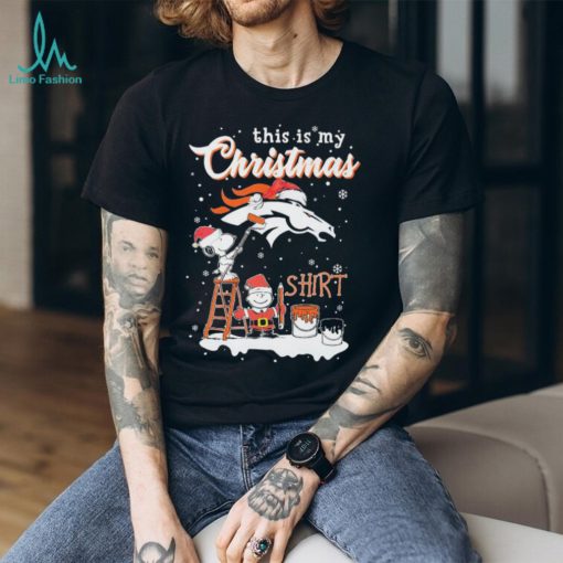 peanuts Snoopy And Charlie Brown Wall Paint Denver Broncos This Is My Christmas Shirt