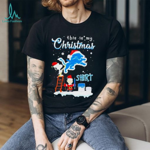 peanuts Snoopy And Charlie Brown Wall Paint Detroit Lions This Is My Christmas Shirt