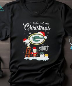 peanuts Snoopy And Charlie Brown Wall Paint Green Bay Packers This Is My Christmas Shirt