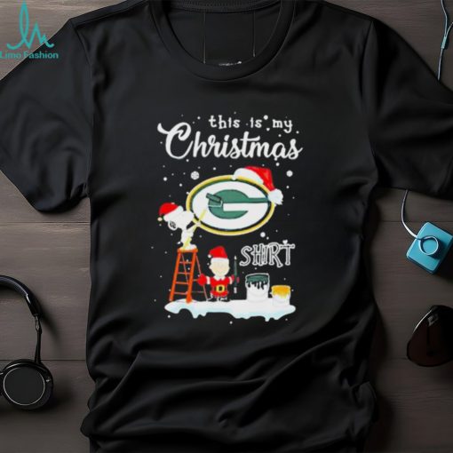 peanuts Snoopy And Charlie Brown Wall Paint Green Bay Packers This Is My Christmas Shirt