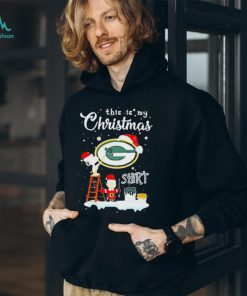 peanuts Snoopy And Charlie Brown Wall Paint Green Bay Packers This Is My Christmas Shirt