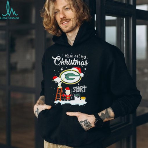 peanuts Snoopy And Charlie Brown Wall Paint Green Bay Packers This Is My Christmas Shirt
