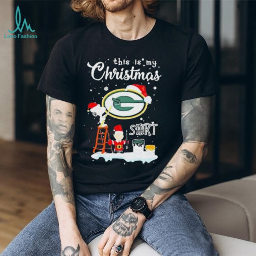 peanuts Snoopy And Charlie Brown Wall Paint Green Bay Packers This Is My Christmas Shirt