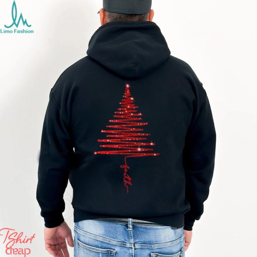 red sparkling faith christmas tree t shirt