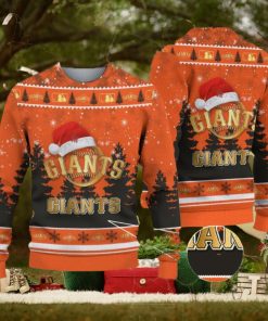 san francisco giants logo golden fans santa hat tree ugly christmas sweater