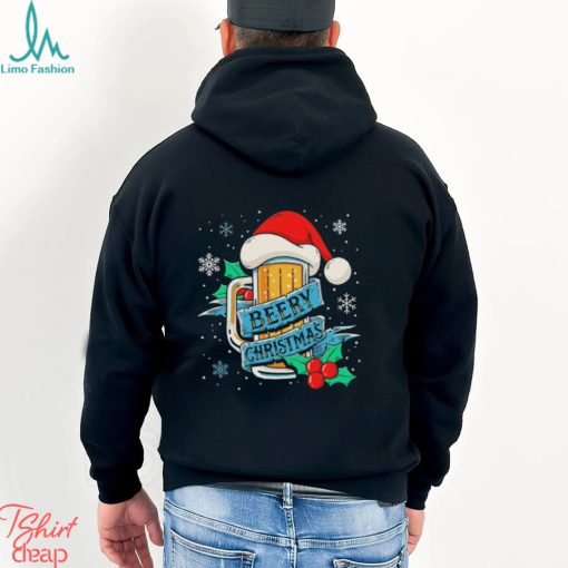 santa hat beery Christmas snowflakes gift shirt