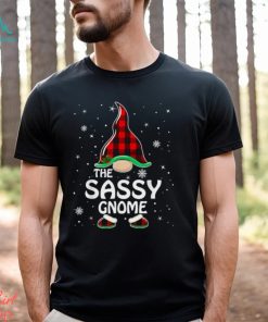 sassy gnome buffalo plaid matching family christmas pajama t shirt