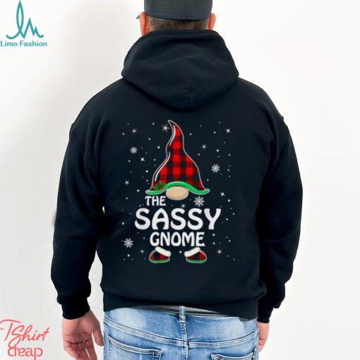 sassy gnome buffalo plaid matching family christmas pajama t shirt