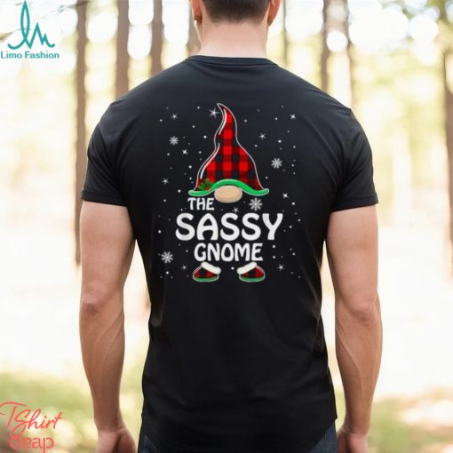 sassy gnome buffalo plaid matching family christmas pajama t shirt