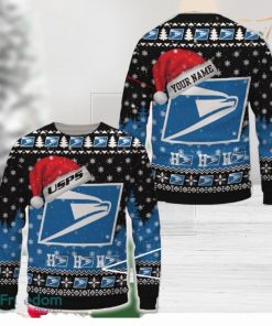 usps Logo Brands Ugly Christmas Sweater Gift For Fans Custom Name