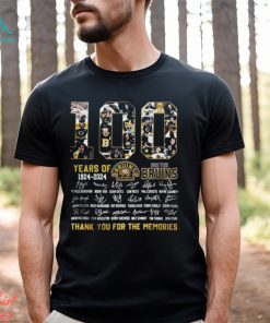 100 Years of 1924 2024 Boston Bruins all member thank you for the memories signature Shirt, hoodie, sweater, long sleeve and tank top 100 Years of 1924 2024 Boston Bruins all member thank you for the memories signature Shirt