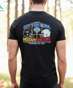 2023 Cotton Bowl Missouri Tigers vs Ohio State Buckeyes Dueling Head To Head Helmet Unisex T Shirt