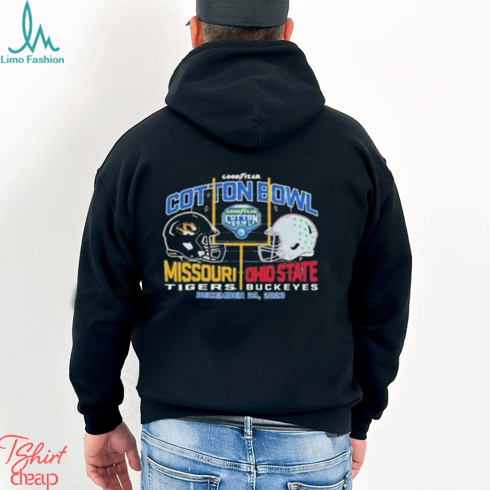2023 Cotton Bowl Missouri Tigers vs Ohio State Buckeyes Dueling Head To Head Helmet Unisex T Shirt 2023 Cotton Bowl Missouri Tigers vs Ohio State Buckeyes Dueling Head To Head Helmet Unisex T Shirt