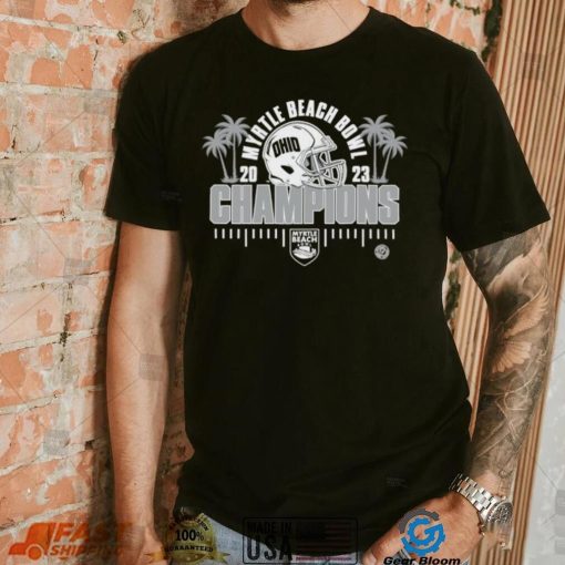 2023 Myrtle Beach Bowl Champions Ohio Bobcats helmet shirt