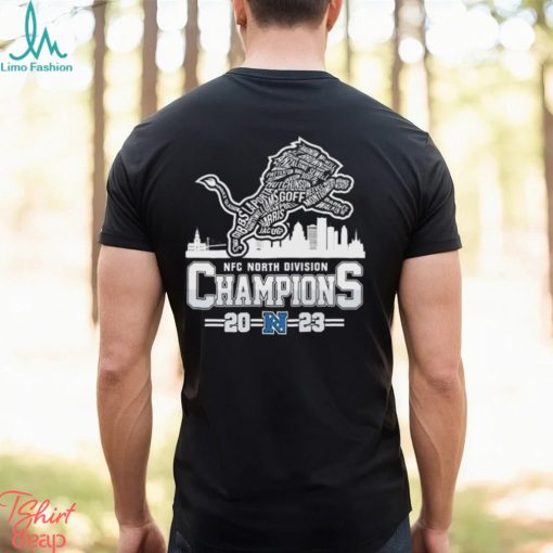 2023 NFC North Division Champions Detroit Lions Logo Players Name Shirt