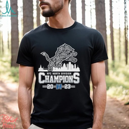 2023 NFC North Division Champions Detroit Lions Logo Players Name Shirt