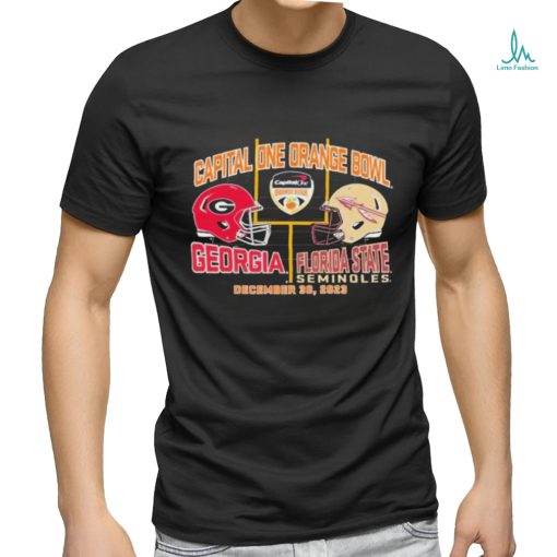 2023 Orange Bowl Georgia Bulldogs vs. Florida State Seminoles Dueling Helmet Shirt