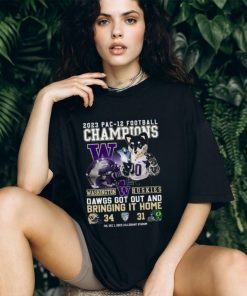 2023 Pac 12 Football Champions Washington Huskies Dawgs Got Out And Bring It Home 34 – 31 Oregon Ducks December 1, 2023 Allegiant Stadium T Shirt