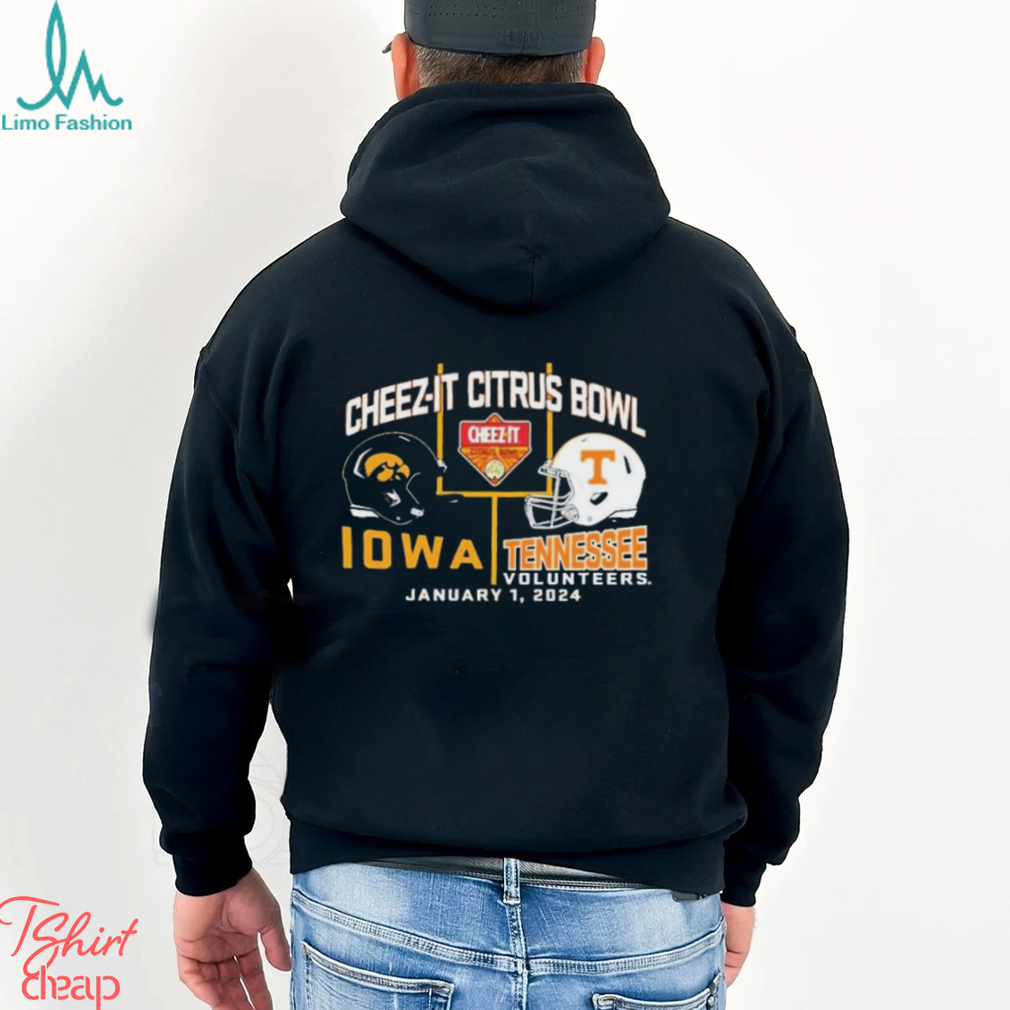 2024 Citrus Bowl Iowa Hawkeyes vs. Tennessee Volunteers Dueling Helmet Shirt 2024 Citrus Bowl Iowa Hawkeyes vs. Tennessee Volunteers Dueling Helmet Shirt