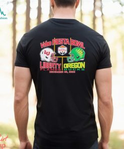 2024 Fiesta Bowl Liberty Flames vs. Oregon Ducks Dueling Helmet Shirt