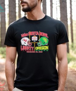 2024 Fiesta Bowl Liberty Flames vs. Oregon Ducks Dueling Helmet Shirt