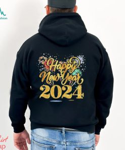2024 Happy New Year gold glitter firework shirt
