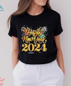 2024 Happy New Year gold glitter firework shirt