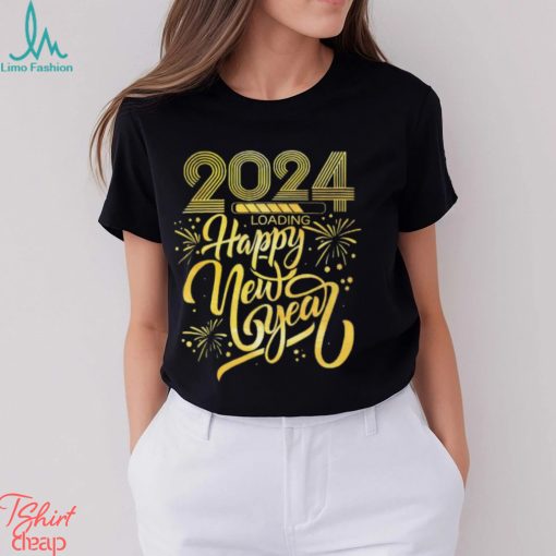 2024 Happy New Year loading fireworks gold shirt