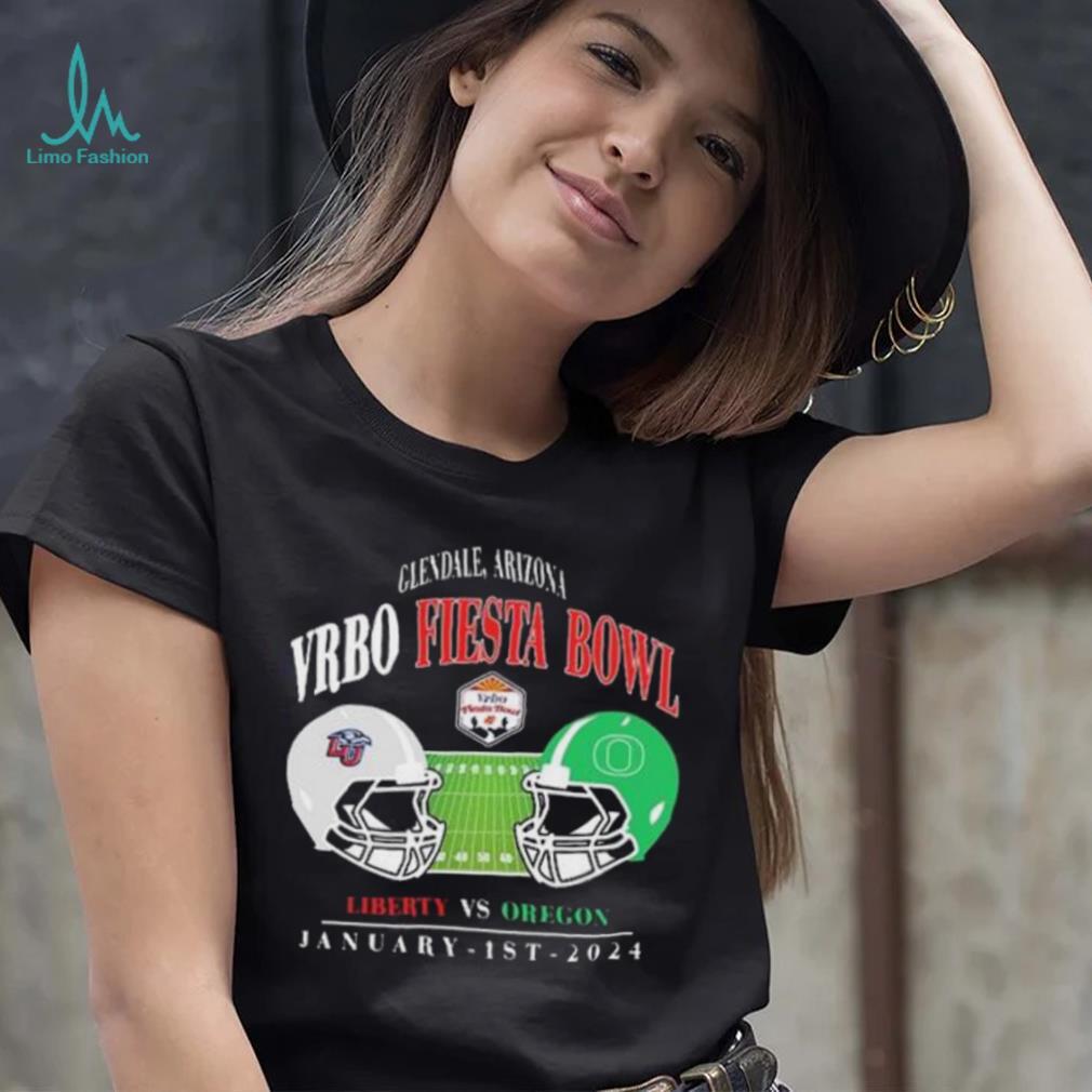 2024 VRBO Fiesta Bowl Matchup Glendale Arizona Oregon Ducks vs Liberty Flames 1st January 2024 Head To Head Helmet Shirt 2024 VRBO Fiesta Bowl Matchup Glendale Arizona Oregon Ducks vs Liberty Flames 1st January 2024 Head To Head Helmet Shirt