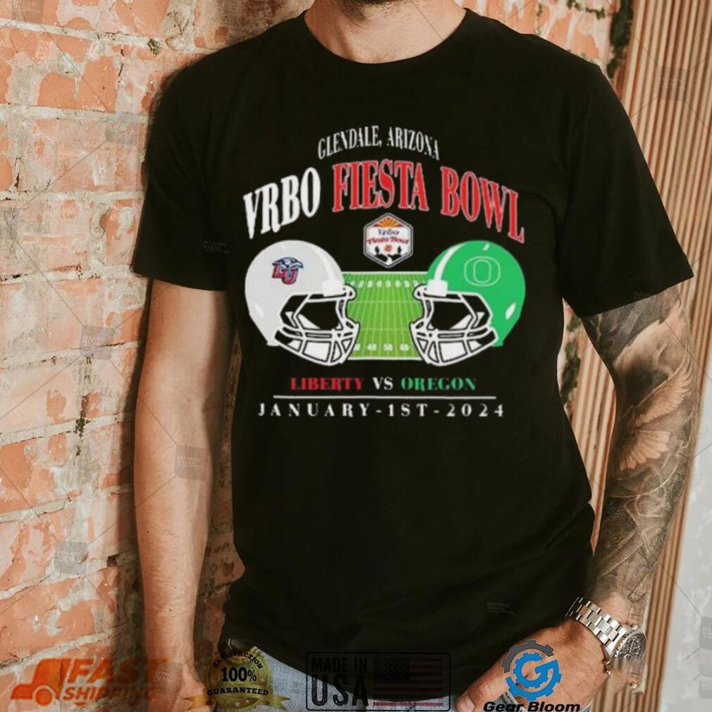 2024 VRBO Fiesta Bowl Matchup Glendale Arizona Oregon Ducks vs Liberty Flames 1st January 2024 Head To Head Helmet Shirt 2024 VRBO Fiesta Bowl Matchup Glendale Arizona Oregon Ducks vs Liberty Flames 1st January 2024 Head To Head Helmet Shirt