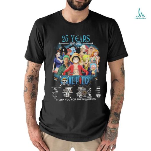25 Years 1997 2022 One Piece Signatures Thank You For The Memories Shirt