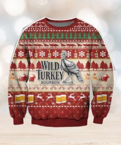 3D All Over Print Wild Turkey Bourbon Whiskey Ugly Christmas Sweater Perfect Holiday Gift