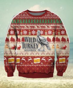 3D All Over Print Wild Turkey Bourbon Whiskey Ugly Christmas Sweater Perfect Holiday Gift