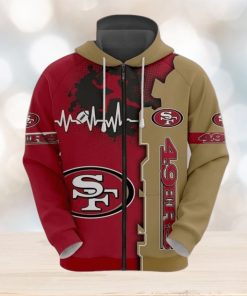 3D Printed San Francisco 49ers Hoodie Luxury Graphic Heart 3D Hoodie