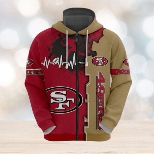3D Printed San Francisco 49ers Hoodie Luxury Graphic Heart 3D Hoodie