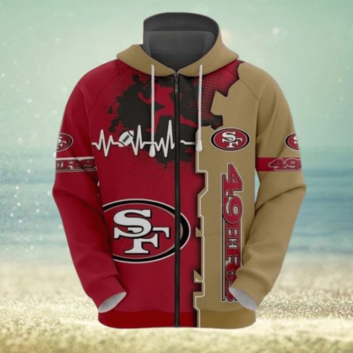 3D Printed San Francisco 49ers Hoodie Luxury Graphic Heart 3D Hoodie
