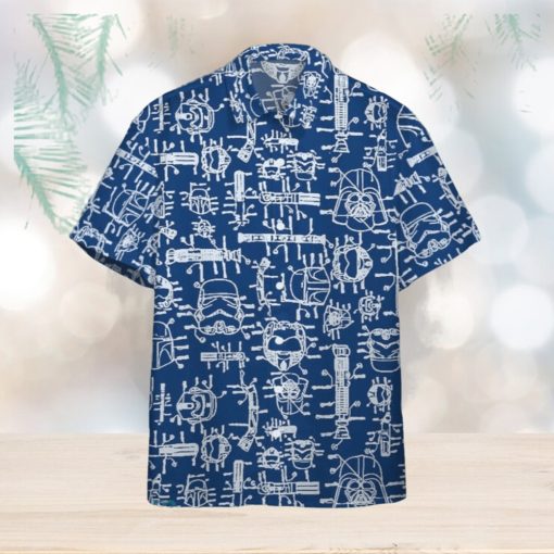 3D Star Wars Blueprint Of Spaceship Scan Custom Hawaiian Shirt Style Gift For Men And Women