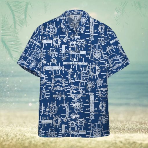 3D Star Wars Blueprint Of Spaceship Scan Custom Hawaiian Shirt Style Gift For Men And Women